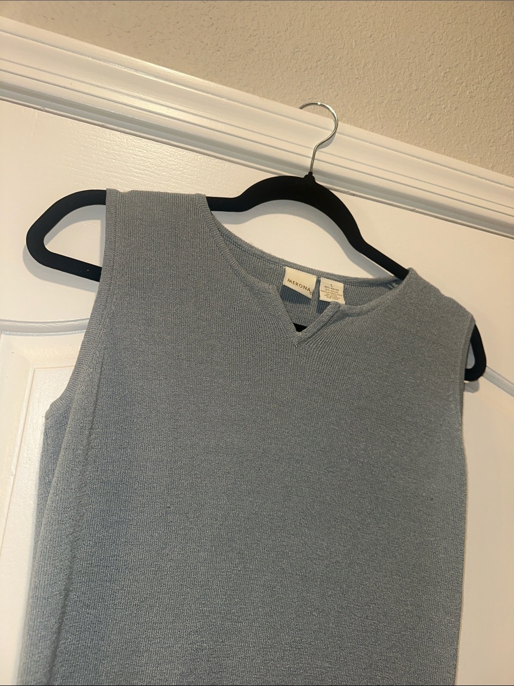Merona Sleeveless V-Notch Knit Mini Dress in Light blue size Large - Picture 2 of 6
